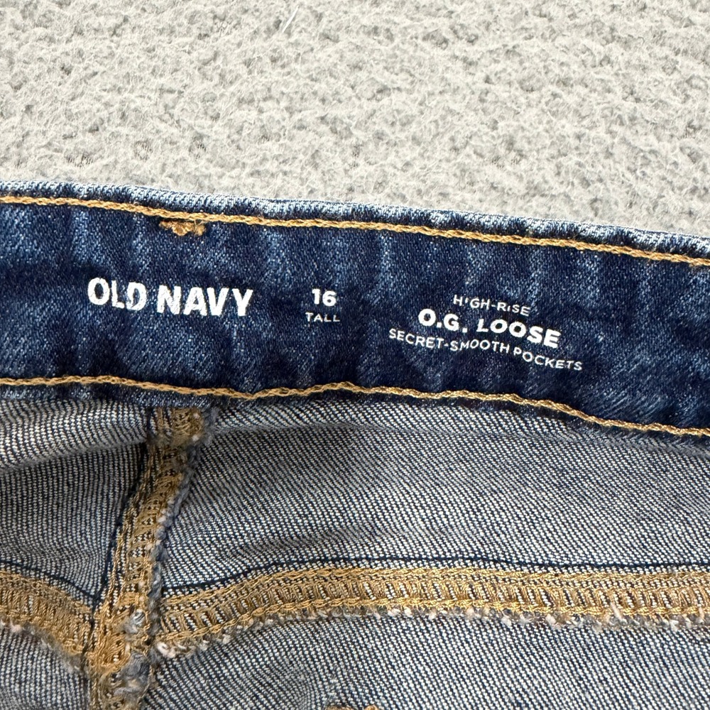 Old Navy OG Loose High Rise Straight Leg Blue Jeans Womens 16 Tall Medium Wash - Picture 4 of 12
